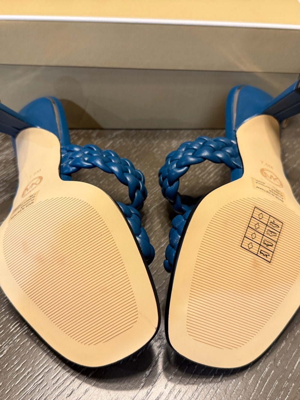 Michael Kors Braided Leather Slide Sandals in Blue - Picture 7 of 7